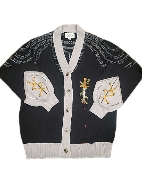 Knock Thrice Sweaters - Knock Thrice - Knight in Cozy Armour Cardigan - The Raven Knight Size MEDIUM
